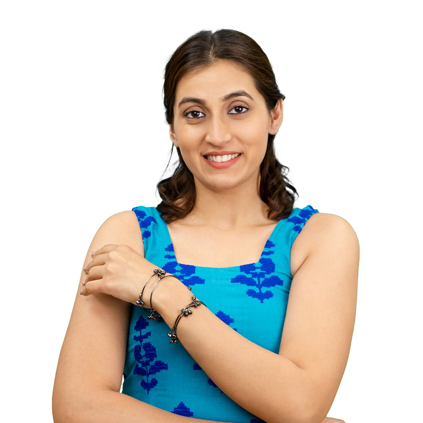 Antique Black Silver-Plated Ghungroo Design Bangle For Women (SJ_3590_AS)