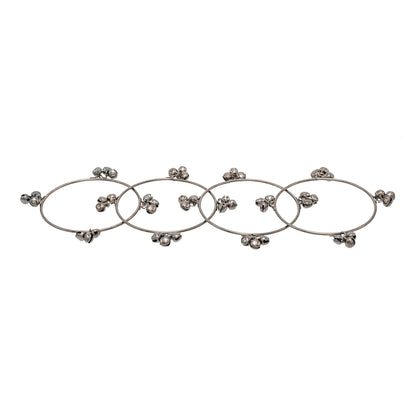 Antique Black Silver-Plated Ghungroo Design Bangle For Women (SJ_3590_AS)