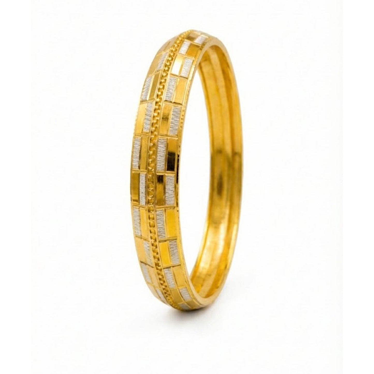 Traditional Indian Two Tone Black And Gold Plated Punjabi Sikh Brass Kada  for Men SJ_3594