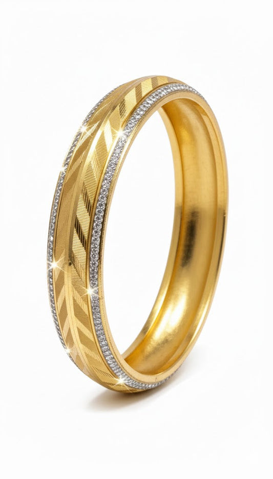Classic Two Tone Gold & Silver Plated Amritsari  Kada for Men SJ_3597