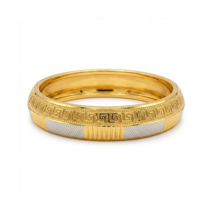 Classic 15 mm Two Tone Gold & Silver Plated Amritsari  Kada for Men SJ_3599