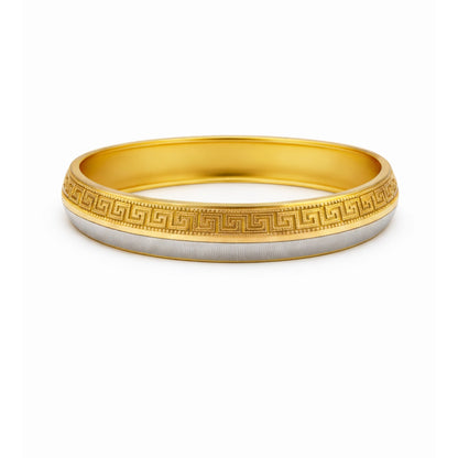 Classic 15 mm Two Tone Gold & Silver Plated Amritsari  Kada for Men SJ_3600