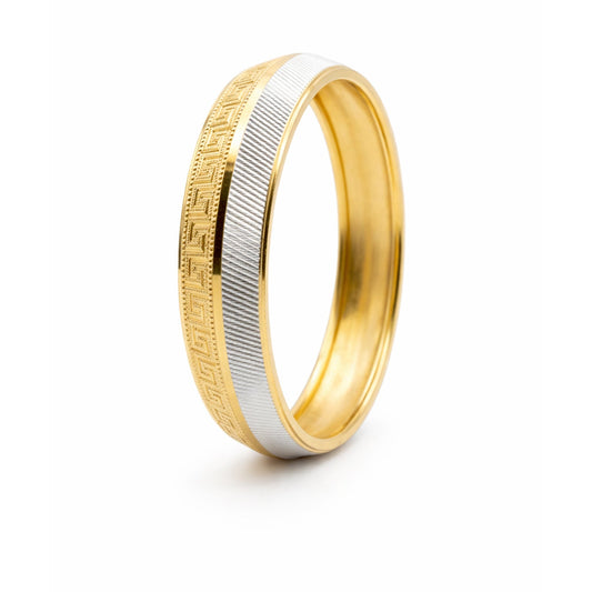 Classic 15 mm Two Tone Gold & Silver Plated Amritsari  Kada for Men SJ_3600