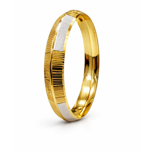 Heavy 15 mm Two Tone Gold & Silver Plated Amritsari  Kada for Men SJ_3601