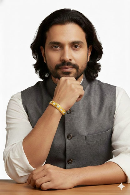 Heavy 15 mm Two Tone Gold & Silver Plated Amritsari  Kada for Men SJ_3602