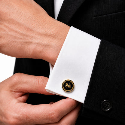Fancy and Designer Silver plated Black Horse Design Cufflinks for Men (SJ_7209_BK)