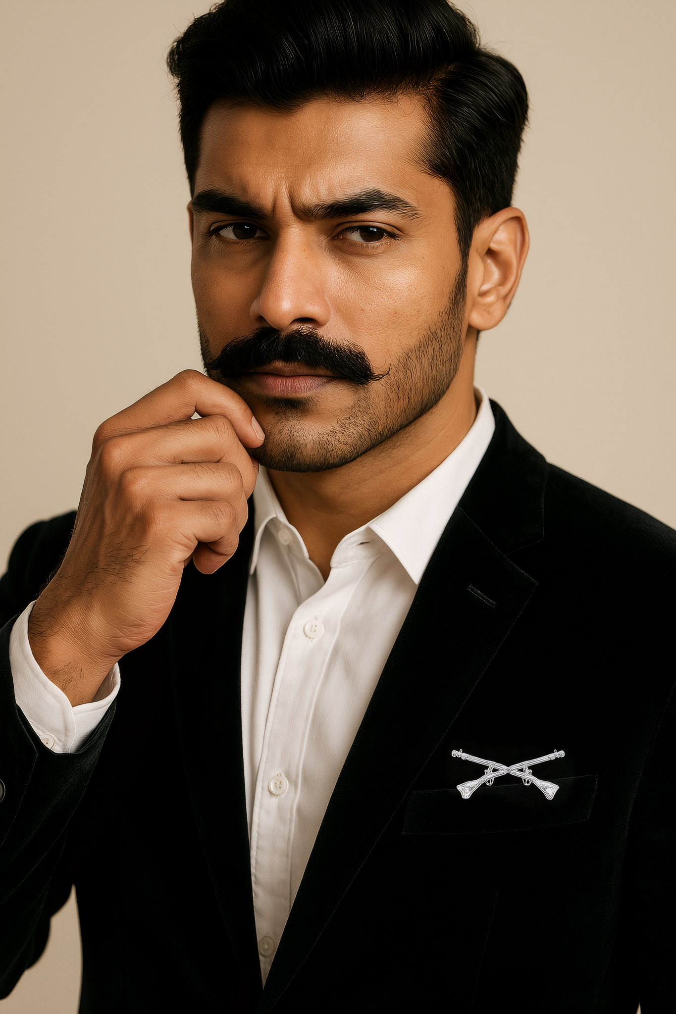 Antique Vintage Silver Plated Blazer, Suit, Tuxedo, Sherwani Brooch/ Lapel Pin For Men - Hunting Rifle Gun Army Sepoy Design (SJ_9101_G)