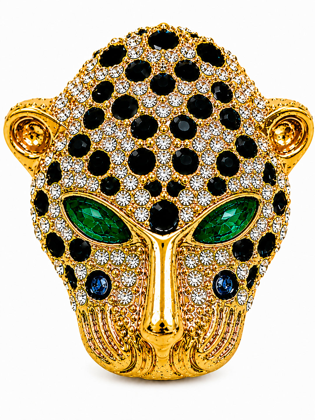 Gold Plated Jaguar Crystal and CZ Studded Jaguar, Panther, Leopard Brooch Tie-pin for Men (SJ_9118_G)