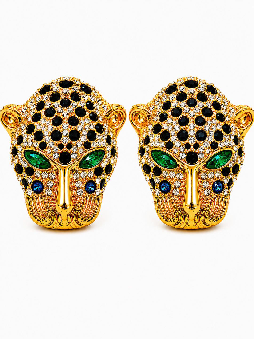 Gold Plated Jaguar Crystal and CZ Studded Jaguar, Panther, Leopard Brooch Tie-pin for Men (SJ_9118_G)