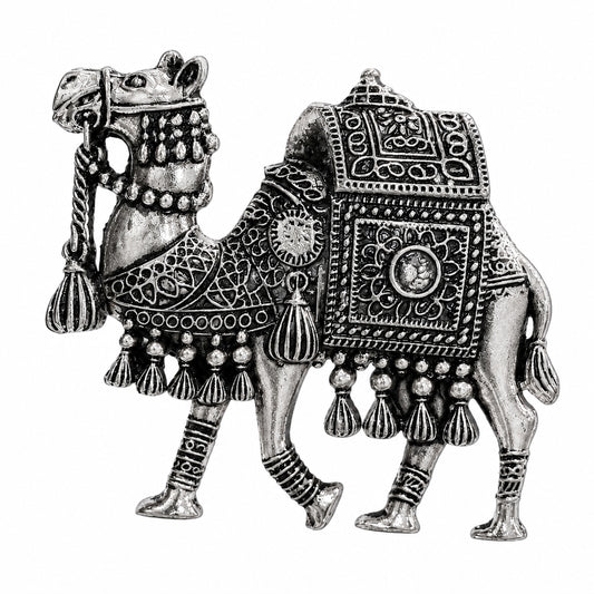 Antique Silver Oxidised Plated Vintage Brooch Tie-pin for Men - Camel (SJ_9119_AS)