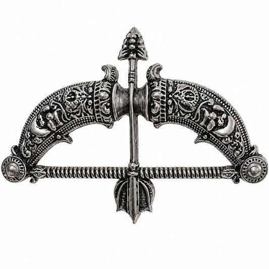 Antique Silver Oxidised Plated Vintage Bow Arrow Ram-Baan Brooch Tie-pin for Men (SJ_9120_AS)