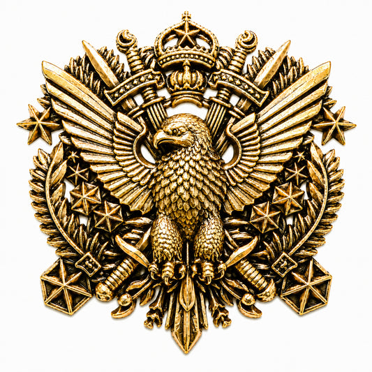 Antique Gold Oxidised Plated Vintage Brooch Tie-pin for Men - Army Medal Eagle Military (SJ_9123_AG)