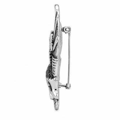 Rhodium Plated Crystal studded Skull Wing BroochTie-Pin for Men (SJ_9124_AS)
