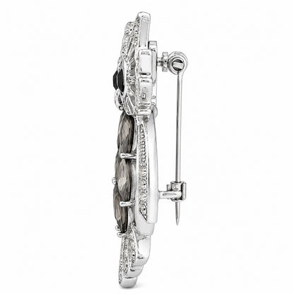 Rhodium silver Plated Crystal Owl Shaped Brooch Tie-pin  for Men (SJ_9125_AS)