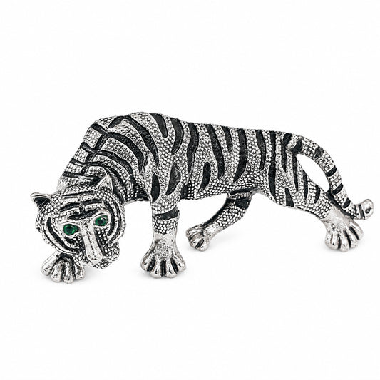 Rhodium Silver Plated Vintage Tie-pin Brooch for Men - Tiger (SJ_9126_AS)