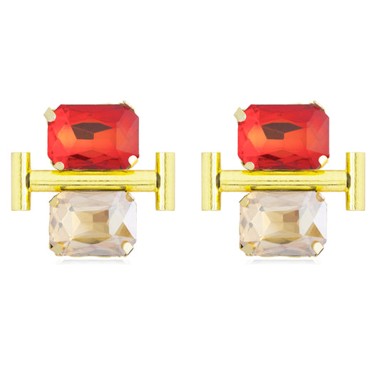 Gold Plated Fashionable Statement Stud Earrings (MD_13)