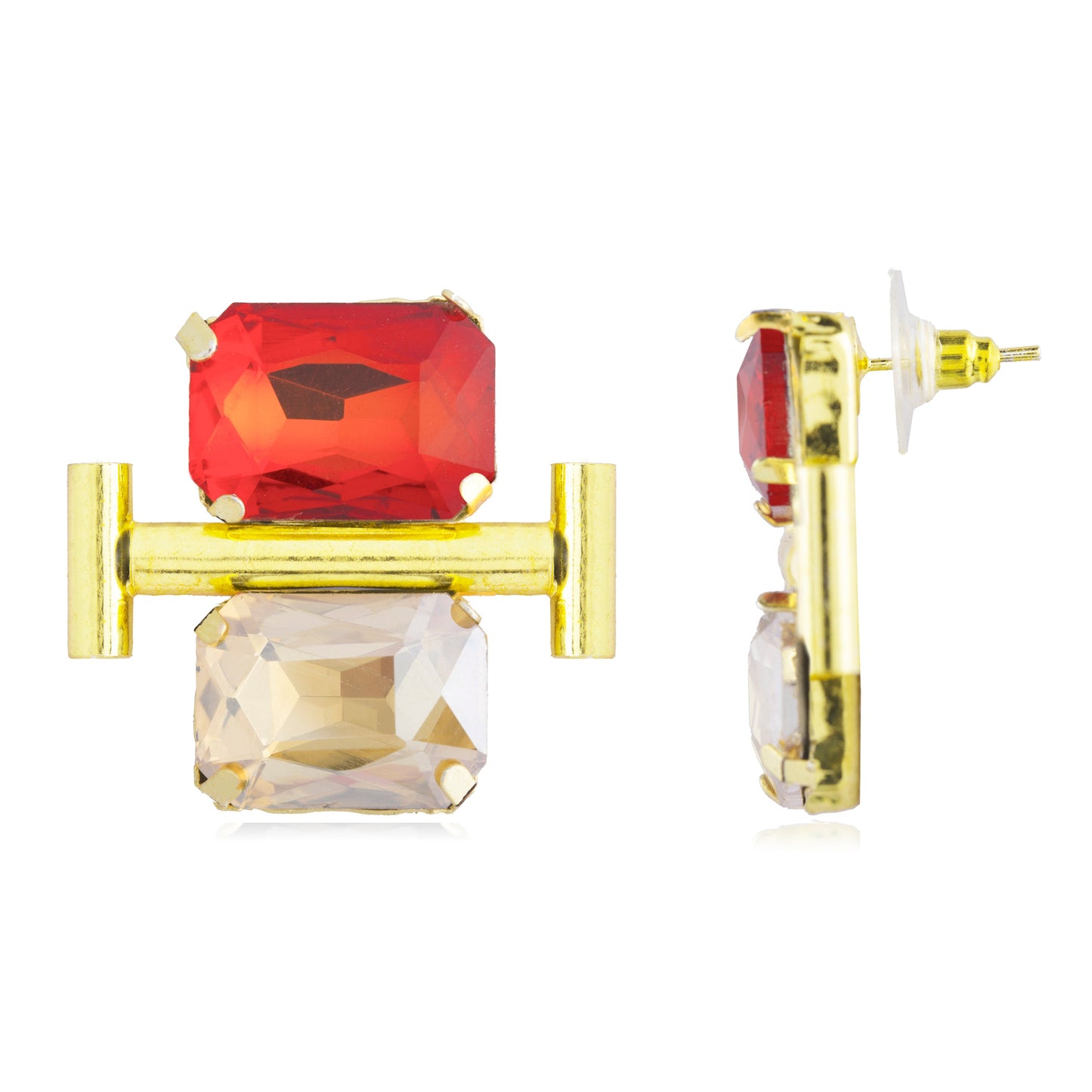Gold Plated Fashionable Statement Stud Earrings (MD_13)