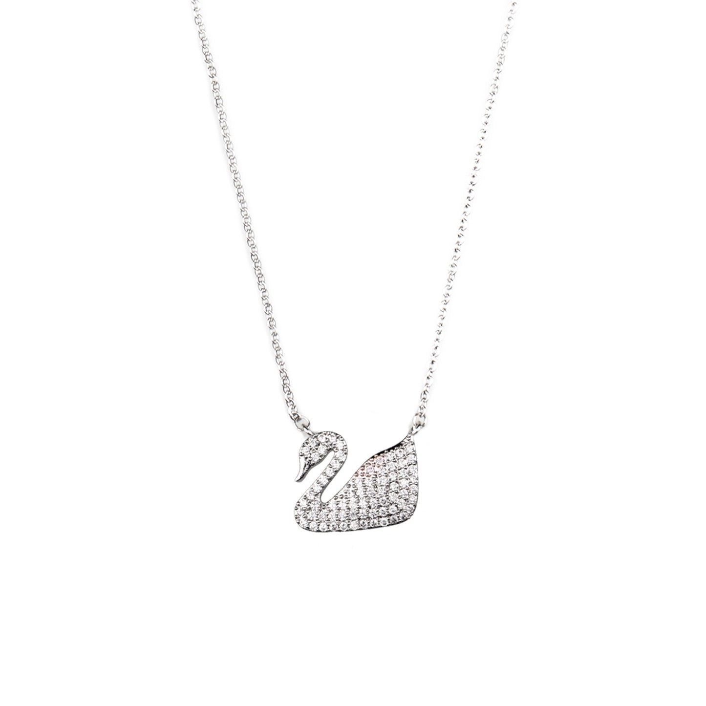 Sterling Silver Plated American Diamond Swarovski Inspired Iconic Swan Necklace For Girls, Teens & Women (MD_2007)