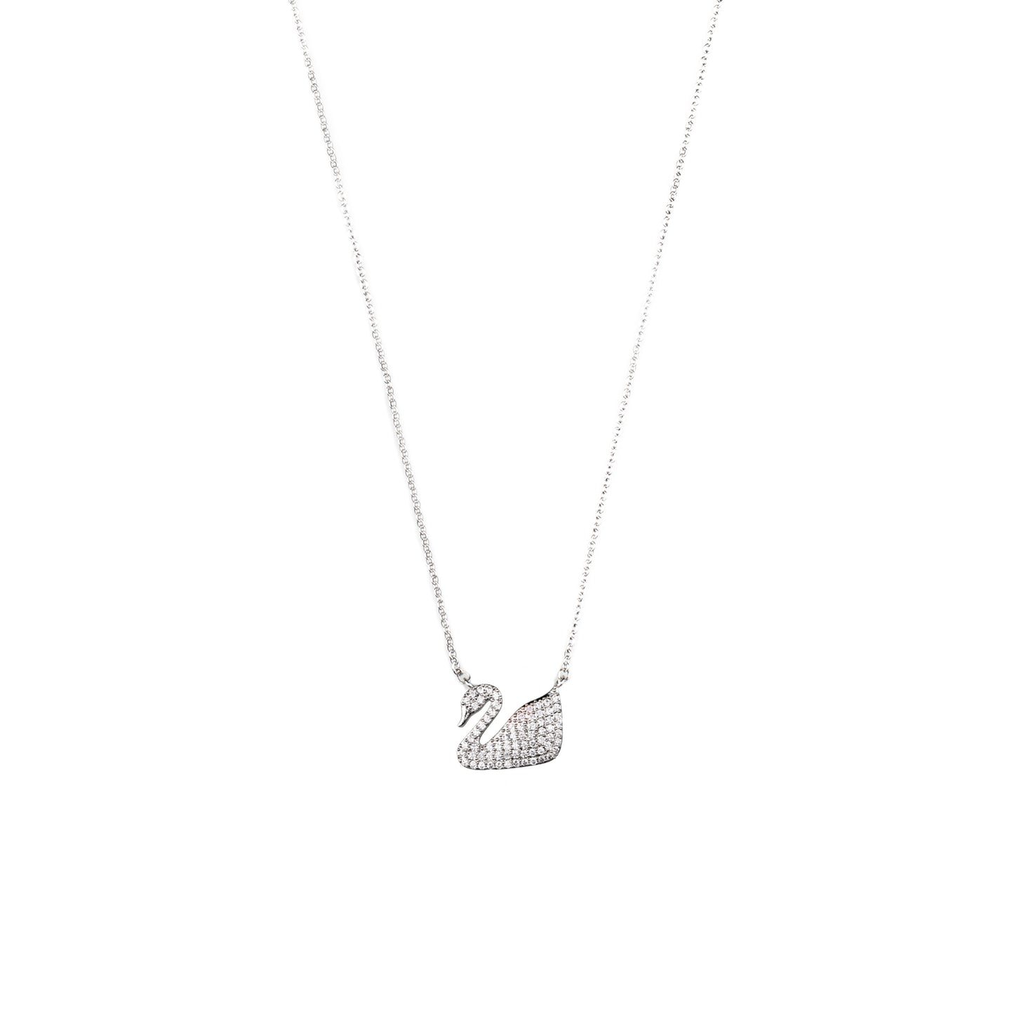 Sterling Silver Plated American Diamond Swarovski Inspired Iconic Swan Necklace For Girls, Teens & Women (MD_2007)