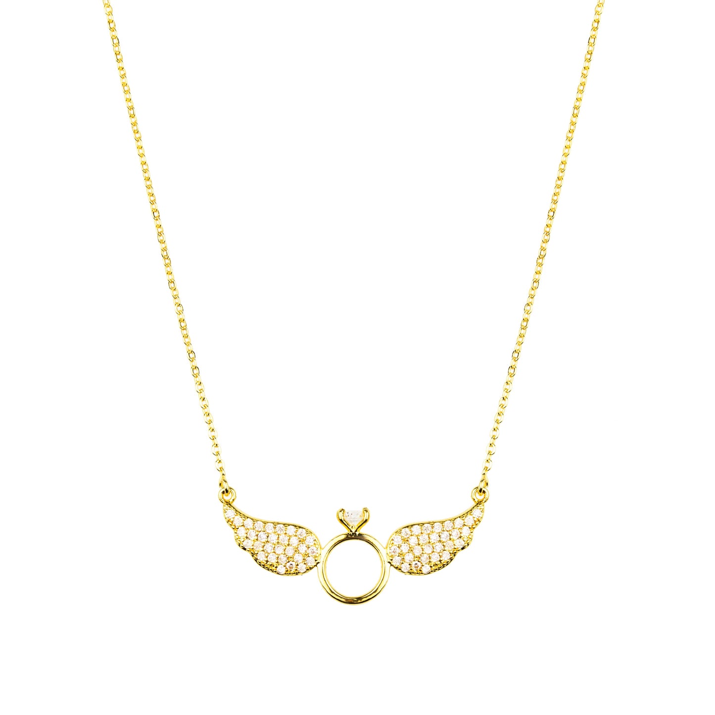 18K Gold Plated American Diamond Angel Wings Pendant For Girls, Teens & Women (MD_2008)