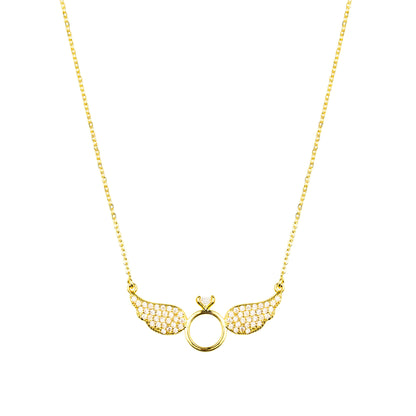 18K Gold Plated American Diamond Angel Wings Pendant For Girls, Teens & Women (MD_2008)