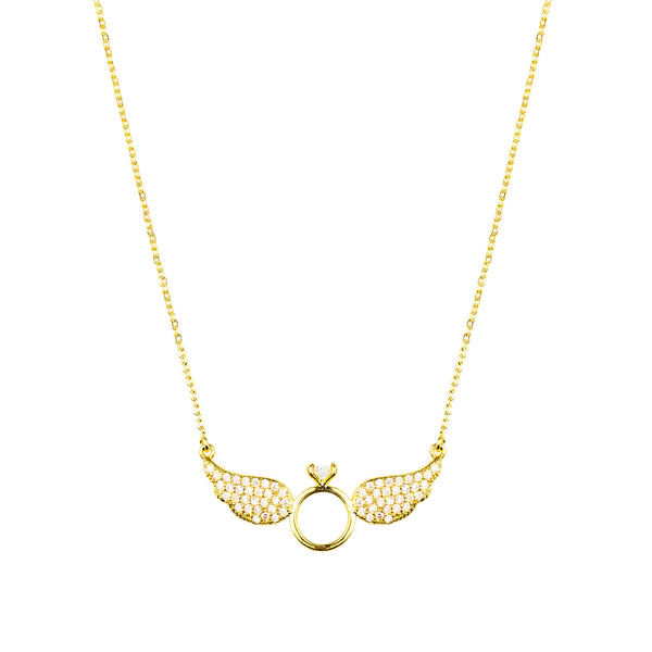 1pc Fashionable Metallic Zirconia Ring Angel Wing Pendant Necklace  Collarbone Chain For Women Daily Wear | SHEIN USA