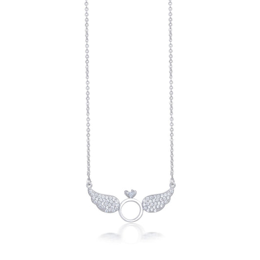 Sterling Silver Plated American Diamond Angel Wings Pendant For Girls, Teens & Women (MD_2009)