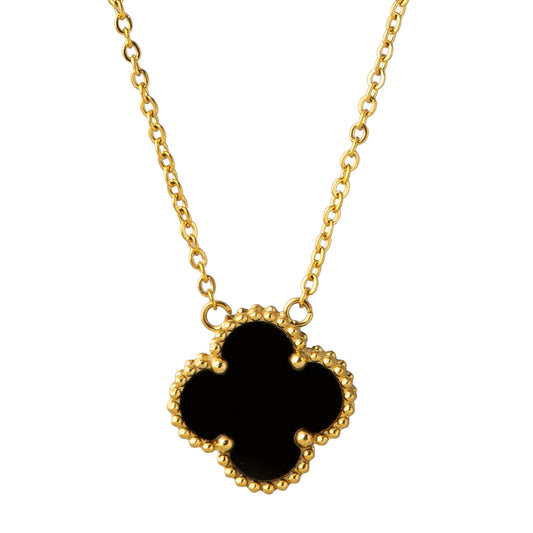 Moon Dust Gold Plated American Diamond Clover Pendant For Girls, Teens & Women (MD_2012_BK)