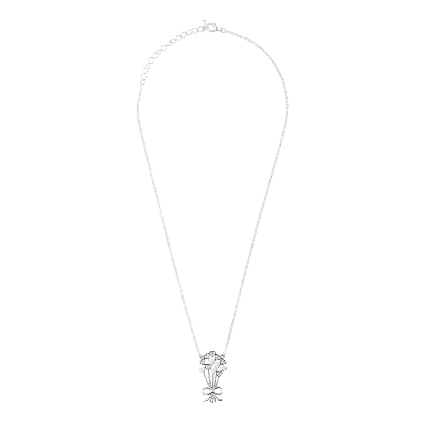 22K Sterling Silver Plated Valentine Romantic Love Heart and Parachute Pendant Necklace for Girls, Teens & Women (MD_2018)