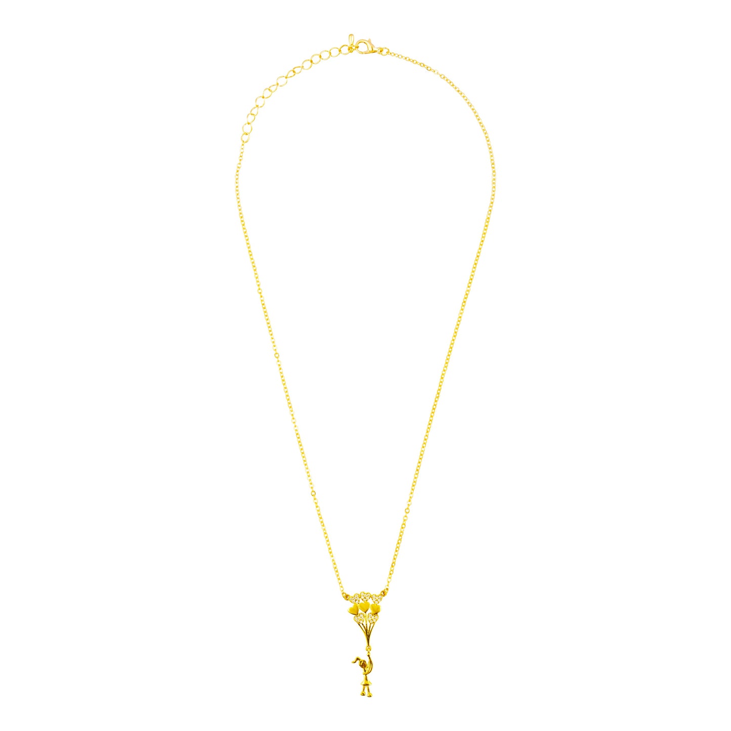 22K Gold Plated Valentine Romantic Love Heart and Parachute Pendant Necklace for Girls, Teens & Women (MD_2019)