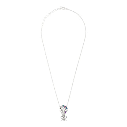 Sterling Silver Plated Valentine Romantic Love Heart and Parachute Pendant Necklace for Girls, Teens & Women (MD_2020)