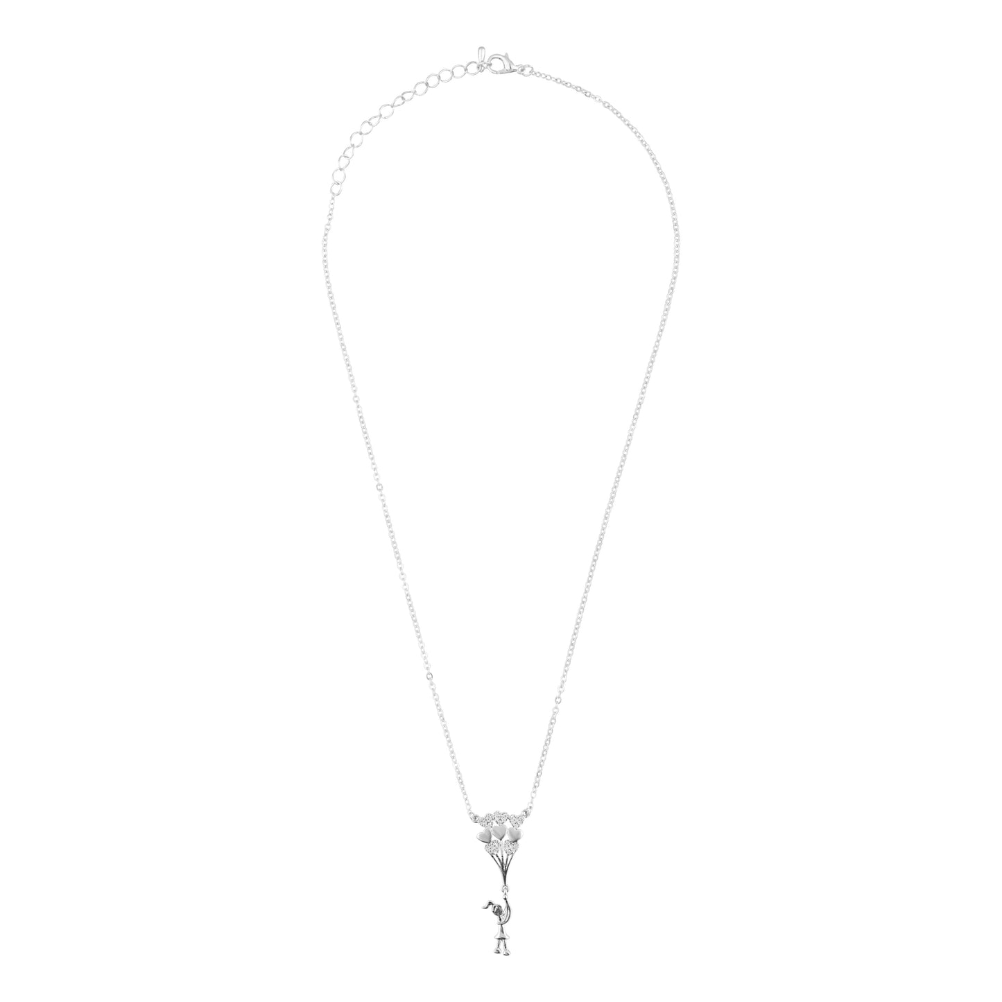 Sterling Silver Plated Valentine Romantic Love Heart and Parachute Pendant Necklace for Girls, Teens & Women (MD_2021)