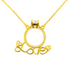 22K Gold Plated Valentine Romantic Love Heart and Ring Pendant Necklace for Girls, Teens & Women (MD_2022)