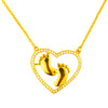 22K Gold Plated Valentine Romantic Heart with Couple Footsteps Pendant Necklace for Girls, Teens & Women (MD_2029)