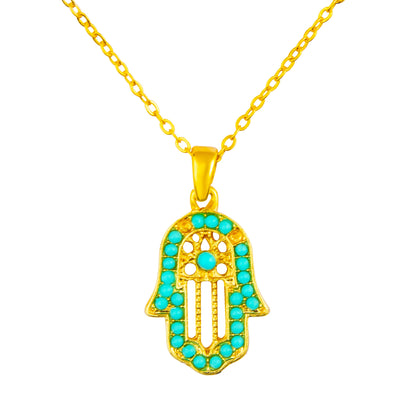 22K Gold Plated Hand of Hamsa, Hamza Pendant Necklace for Girls, Teens & Women (MD_2031)