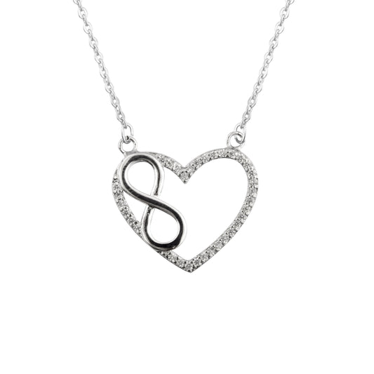 Sterling Silver Plated Valentine Romantic Heart and Infinity Pendant Necklace fir Girls, Teens & Women (MD_2032)