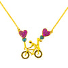 22K Gold Plated Valentine Romantic Heart and Cycle Pendant Necklace for Girls, Teens & Women (MD_2033)