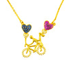 22K Gold Plated Valentine Romantic Heart and Cycle Pendant Necklace for Girls, Teens & Women (MD_2034)