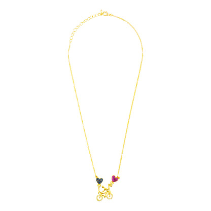 22K Gold Plated Valentine Romantic Heart and Cycle Pendant Necklace for Girls, Teens & Women (MD_2034)