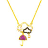 22K Gold Plated Valentine Romantic Heart and Umbrella Pendant Necklace for Girls, Teens & Women (MD_2036)