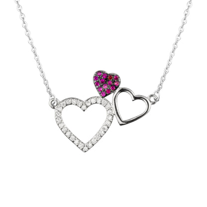 Sterling Silver Plated Valentine Romantic Triple Heart Pendant Necklace for Girls, Teens & Women (MD_2037)