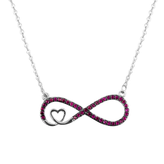 Sterling Silver Plated Valentine Romantic Heart and Infinity Pendant Necklace fir Girls, Teens & Women (MD_2039)