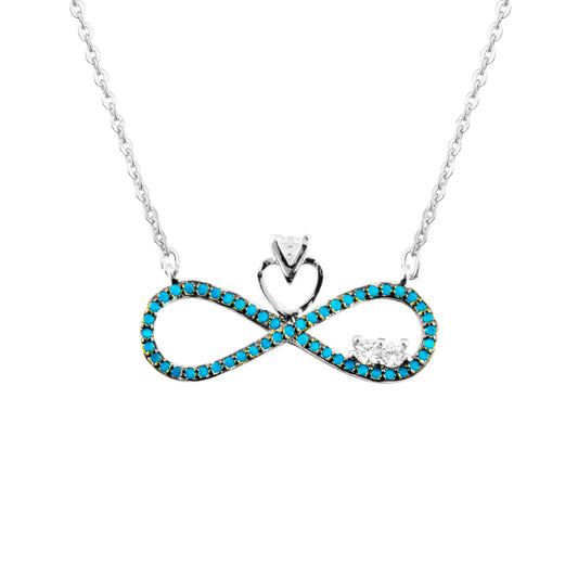 Sterling Silver Plated Valentine Romantic Heart and Infinity Pendant Necklace fir Girls, Teens & Women (MD_2040)