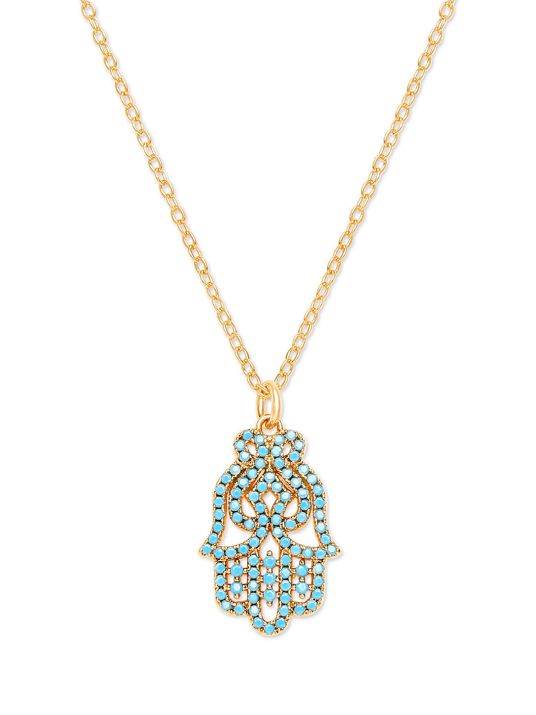 Fine Rose Gold Plated Hand of Hamsa, Hamza Pendant Necklace for Girls, Teens & Women (MD_2041)