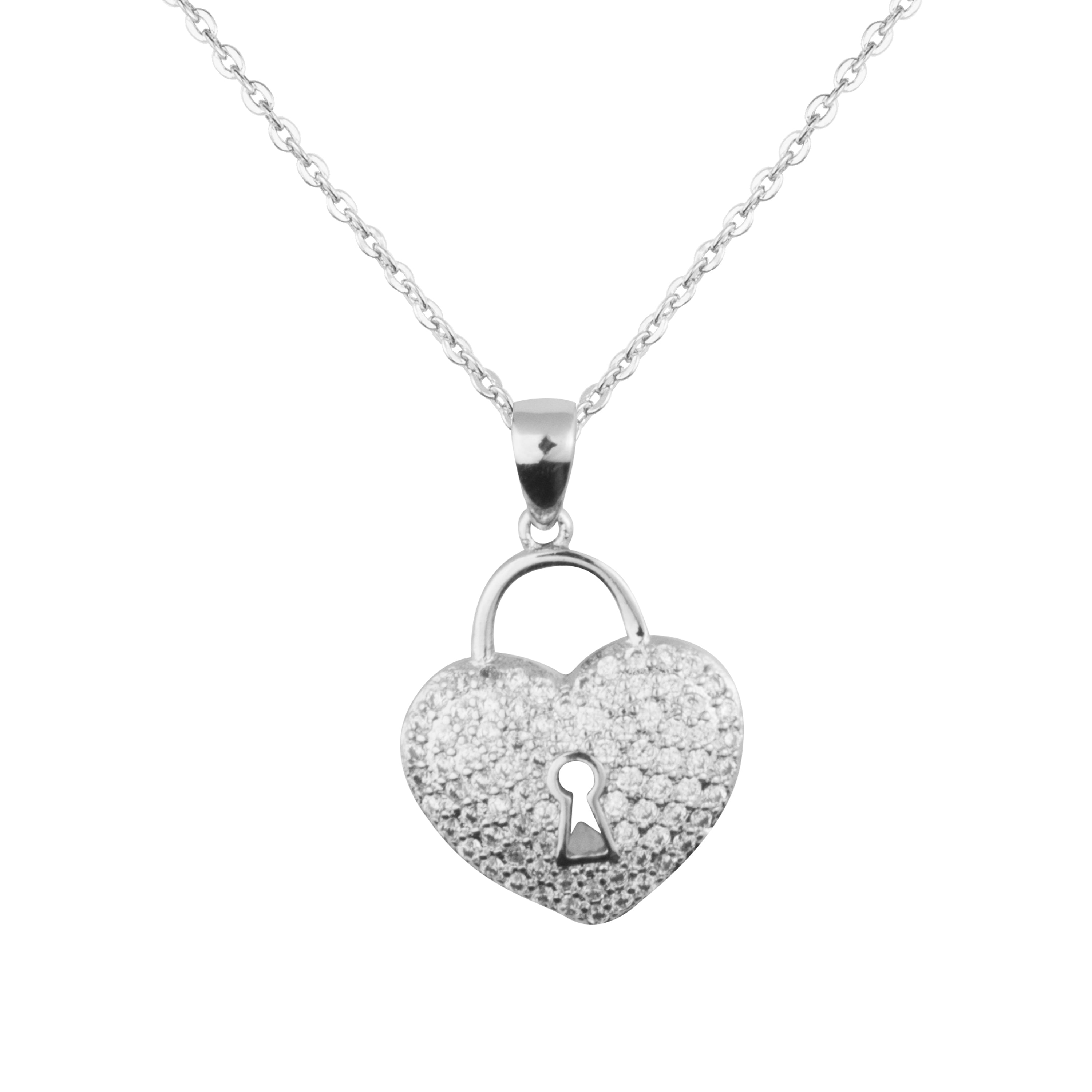 Heart and Heartbeat Necklace in Sterling Silver - 17