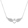 Sterling Silver Plated CZ Studded Valentine Romantic Angel Wings Heart Pendant for Girls, Teens & Women (MD_2049)