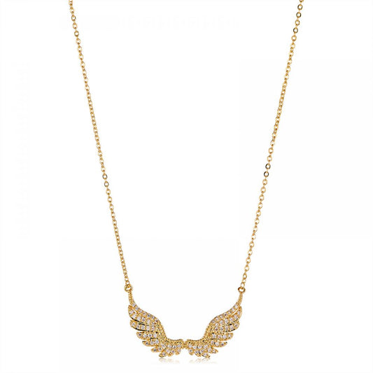 22K Gold Plated CZ Studded Valentine Romantic Angel Wings Pendant for Girls, Teens & Women (MD_2055)