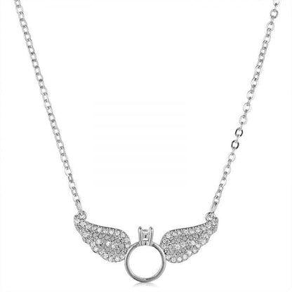 Sterling Silver Plated CZ Studded Valentine Romantic Angel Wings Heart Pendant for Girls, Teens & Women (MD_2058)