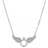 Sterling Silver Plated CZ Studded Valentine Romantic Angel Wings Heart Pendant for Girls, Teens & Women (MD_2058)