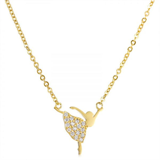 22K Gold Plated CZ Studded Valentine Dancing Girl Pendant For Girls, Teens & Women (MD_2064)